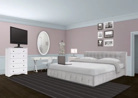 Pink and Gray bedroom Design Rendering
