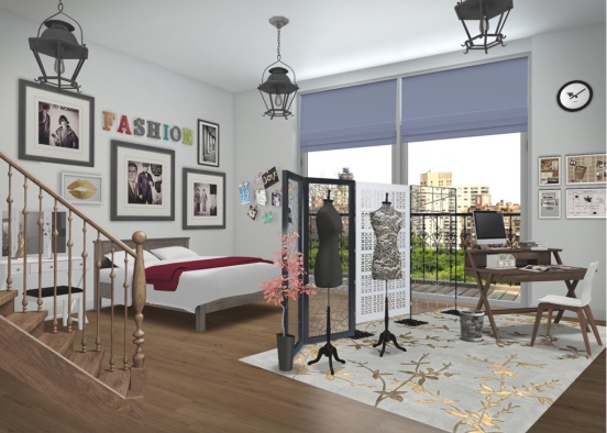 Fashion designer bedroom Design Rendering