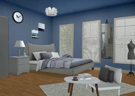 Gray and blue room  Design Rendering