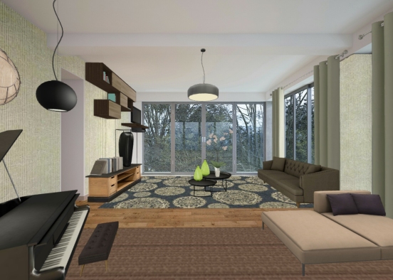 Sala de estar e musica Design Rendering