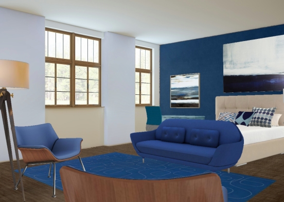 Blue Cozy Room Design Rendering