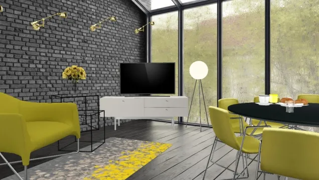 Mustard and black living area 