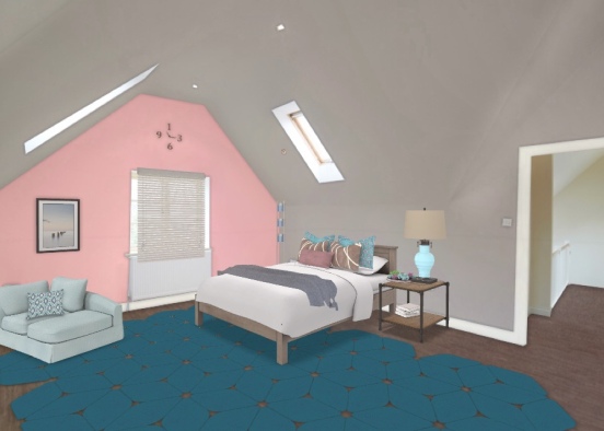 pink and blue room Design Rendering