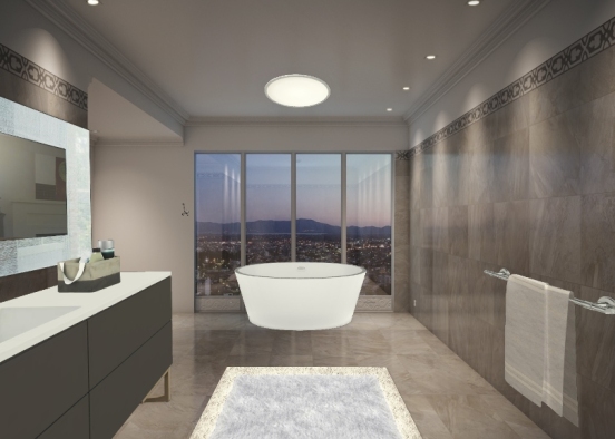 Bathroom with city view  Design Rendering