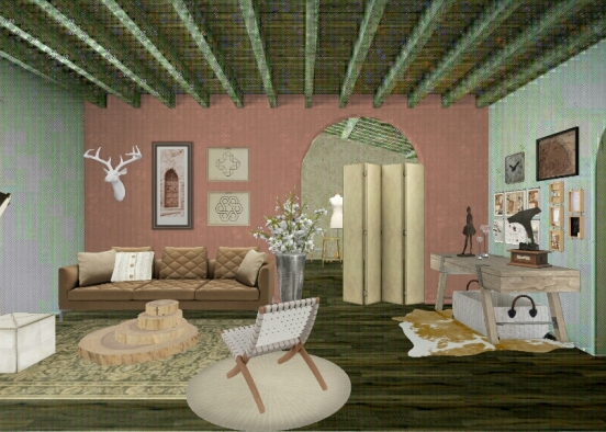 Living room . Rustic Design Rendering