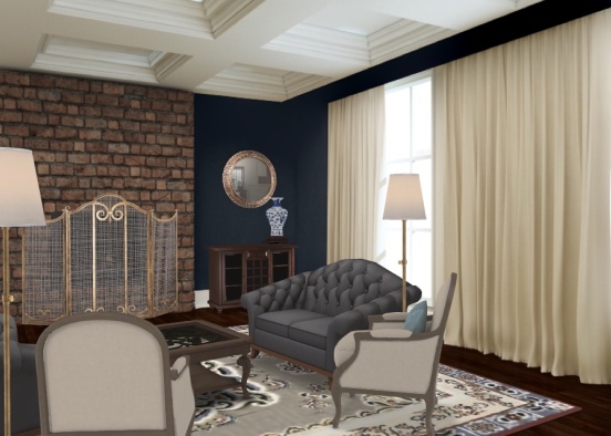 Vintage Living Room Design Rendering