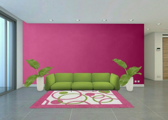 Pink AMD Green livingroom Design Rendering