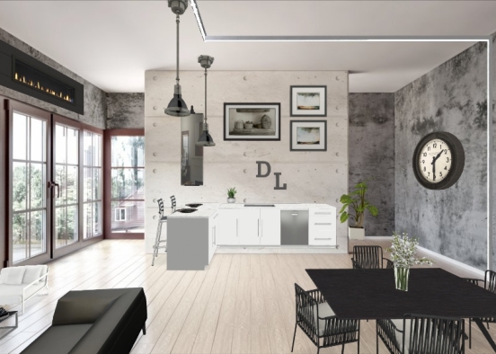 Grey industrial kitchen ❤️ Design Rendering