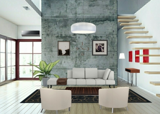 Soft Living Room Design Rendering