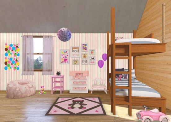 baby girl twin room! Design Rendering