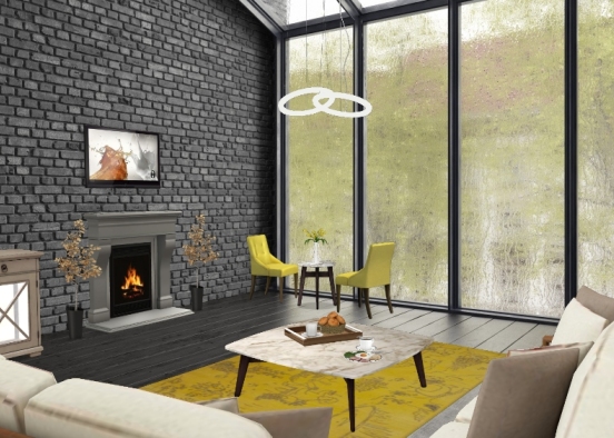 Modern Scenic Living Room Design Rendering