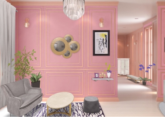 pink bed room Design Rendering