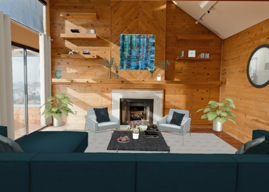 Shiplap living room Design Rendering