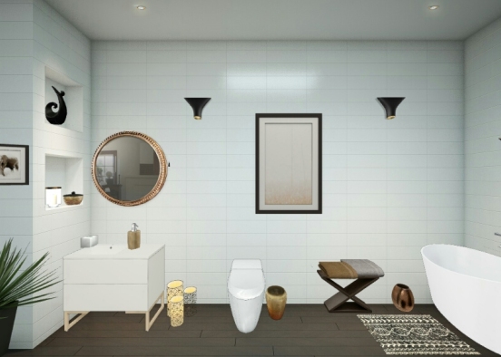 Banheiro preto Design Rendering