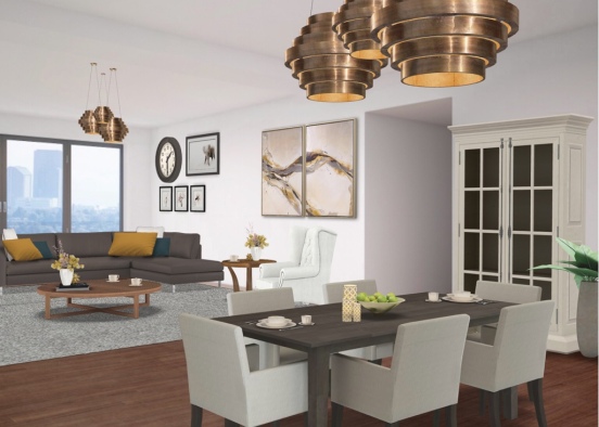 the living and dining Design Rendering