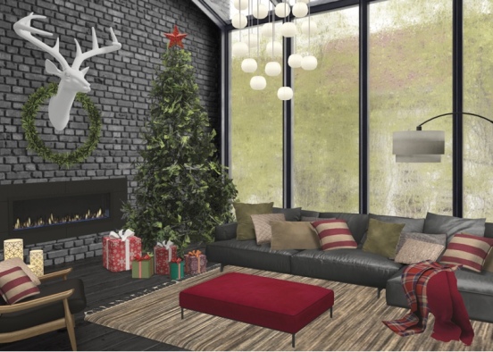 Christmas Living Room - Samuel Mitchell Interiors Design Rendering
