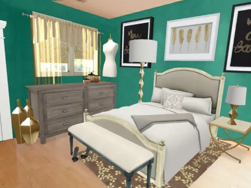 Teal and Gold Teenage Girl's room