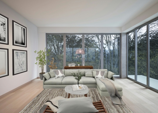 Modern but cozy living room   Design Rendering