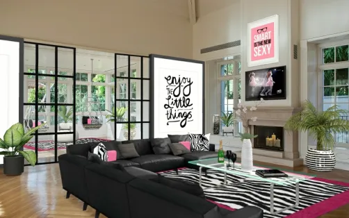 Smart Is The New Sexy Pink/Black Living Room/Setting Room