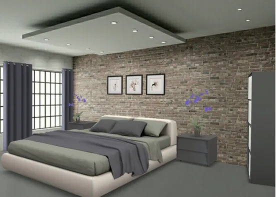Grayish and Stylish Bedroom! Design Rendering