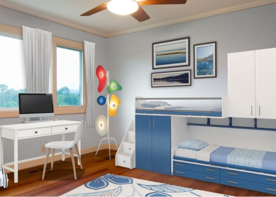 blue kids room Design Rendering