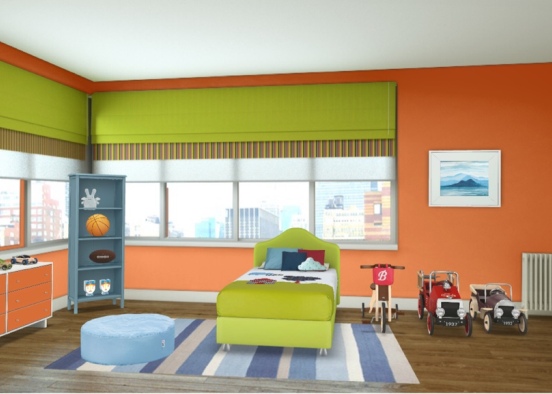 Colorful Boys Bedroom Design Rendering