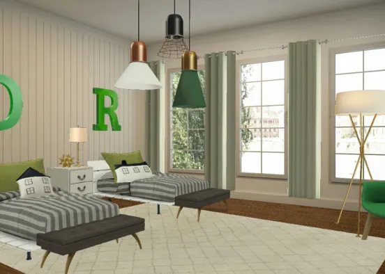 Green Kids' Room Design Rendering