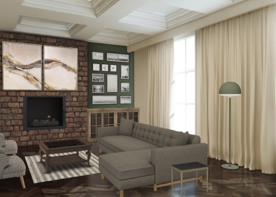 Fireplace and sage Design Rendering