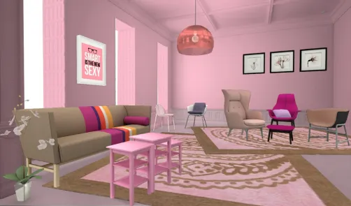 Pink pastel Living room