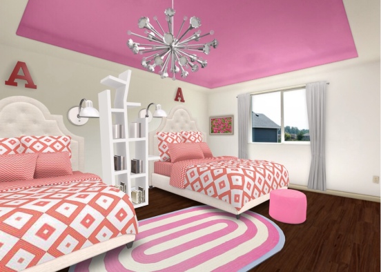 Twin Teenager Bedroom Design Rendering