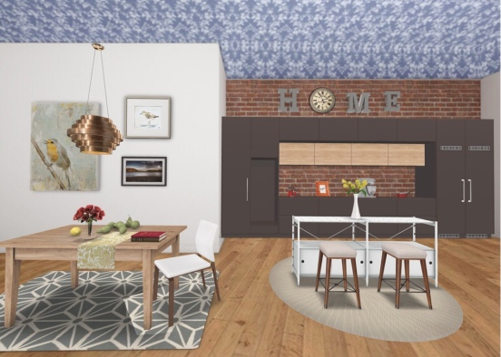 A simple country Kitchen  Design Rendering