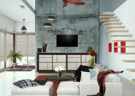 Living room in fog style Design Rendering