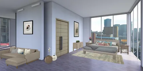 Modern Pastel Pink and Blue Bedroom 