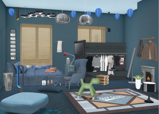other blue bedroom Design Rendering