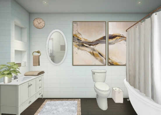 Baige & white bathroom Design Rendering