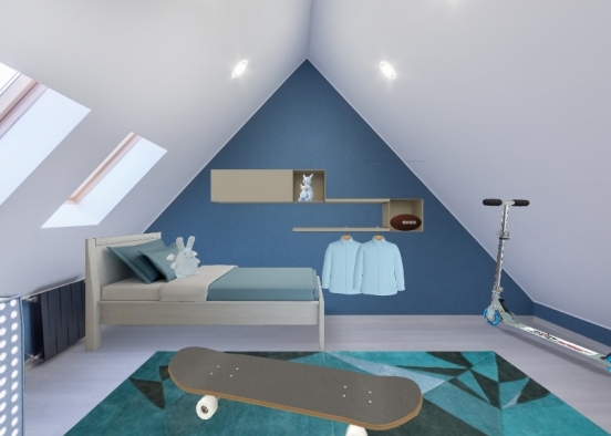 Boys attic bedroom Design Rendering