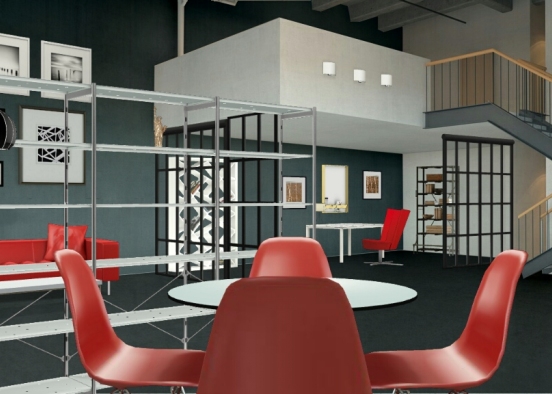 Office in red Design Rendering