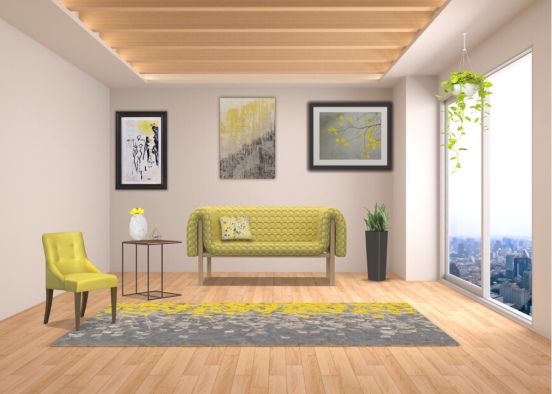 Yellow GreenHouse Living Room Design Rendering
