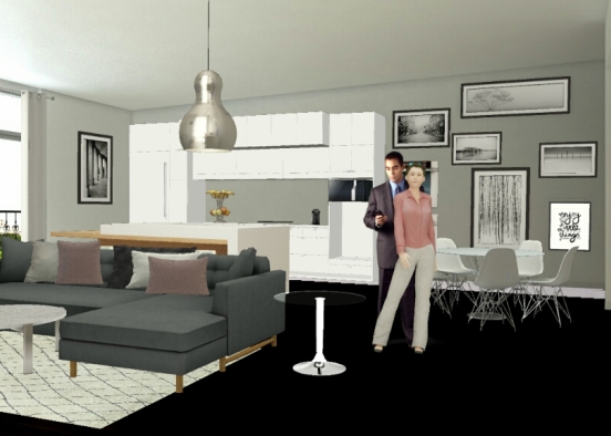 Couples first apartment living room Design Rendering