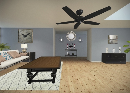 Living room and hallway Design Rendering