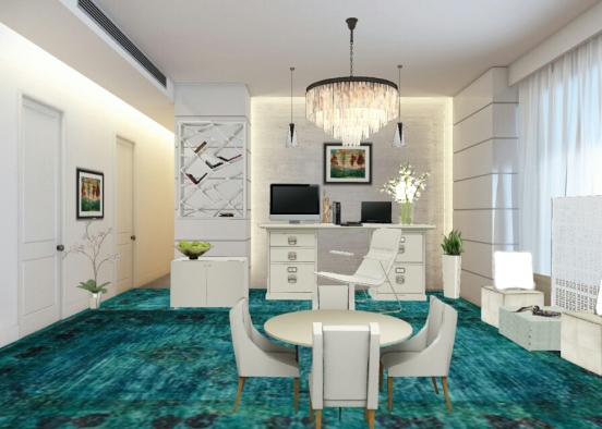 Dazzling blue office that is to die for!... Design Rendering
