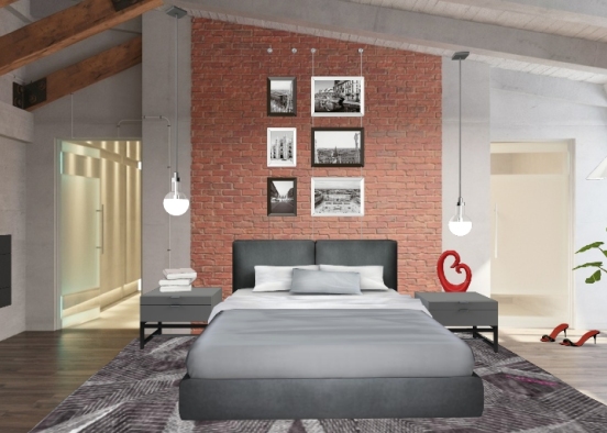 Industrial bedroom  Design Rendering