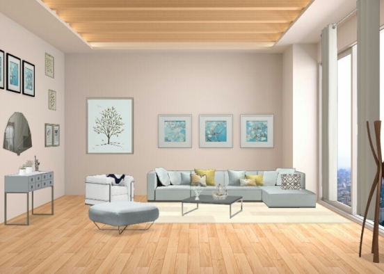 Sala moderna com cores claras Design Rendering