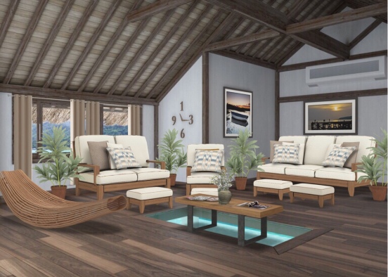 Living room (beach house) Design Rendering