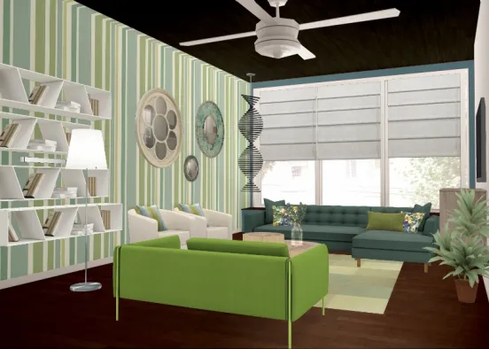 Green living room. Design Rendering