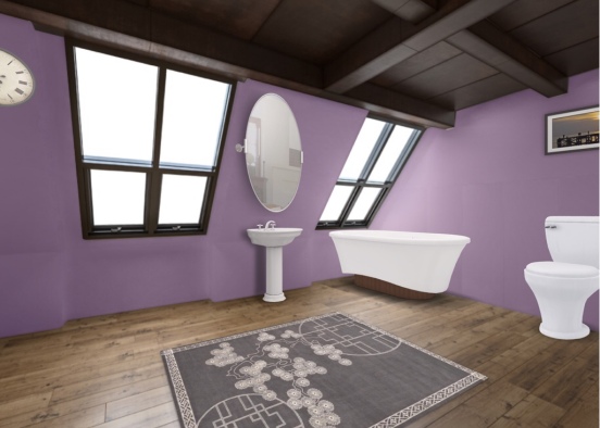 plum purple bathroom Design Rendering