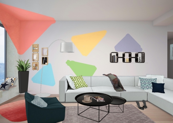 Salon géométrie et mélange de couleurs  Design Rendering