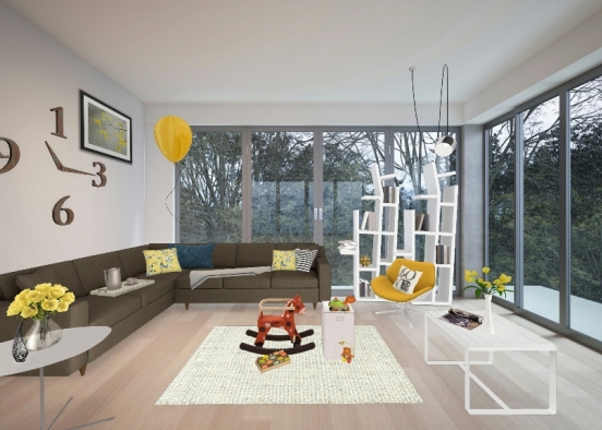 Yellow Loving room Design Rendering