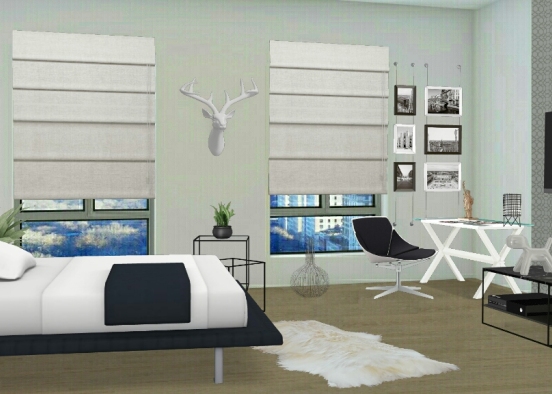 Dormitorio b&w Design Rendering