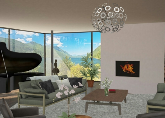 Modern traditional living room  Design Rendering